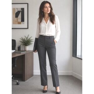DKNY Pants Women's XXL Gray Ponte Straight Leg Ankle‎ Pockets Stretch Logo NWT